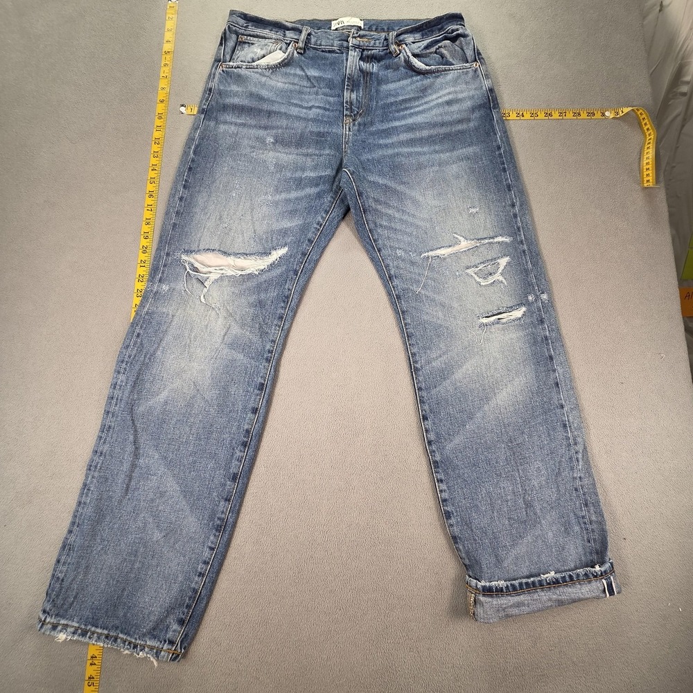 Zara Selvedge Jeans‎ Womens 10 Baggy Thrashed Wide Leg Loose Hip Hop Fits 33x30